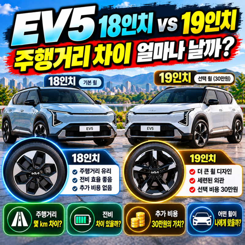 EV5 18인치 vs 19인치, 주행거리 차이 얼마나 날까?