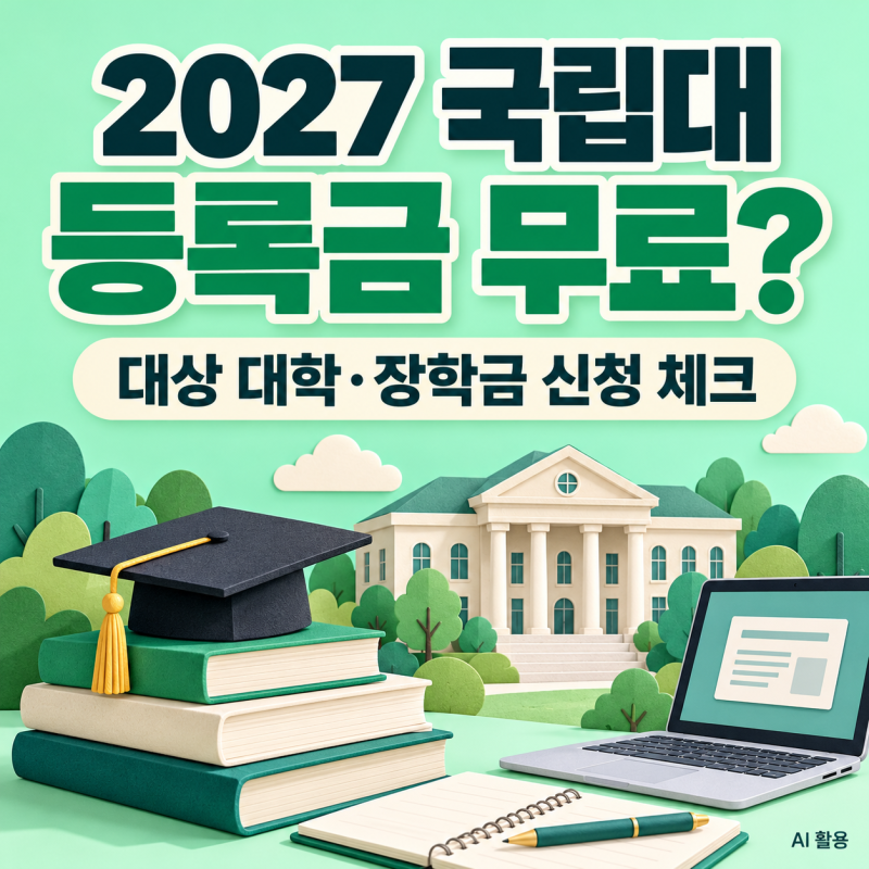 2027년 국립대 등록금 무료 총정리｜대상 대학 30곳·국가장학금 신청방법