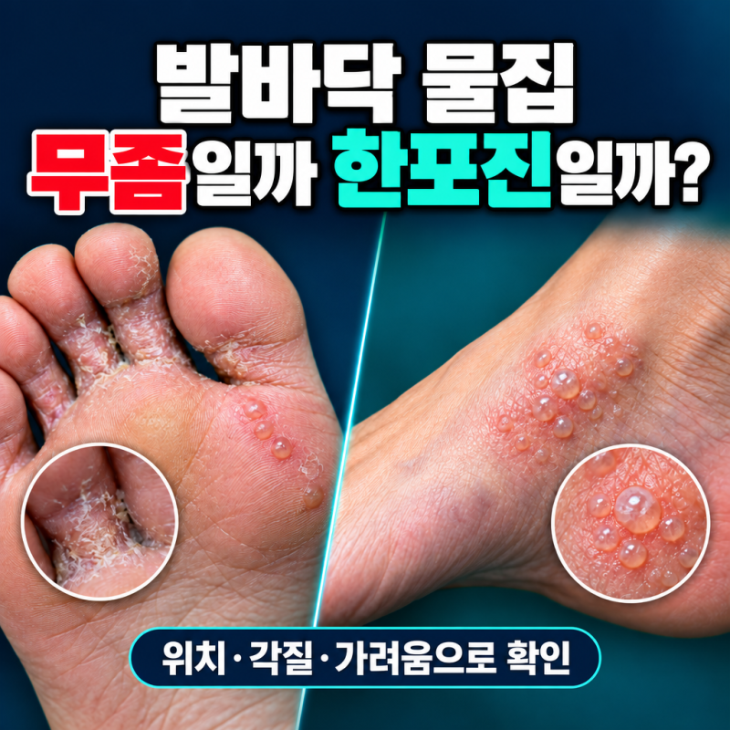 발바닥 작은 물집과 가려움, 수포형 무좀과 한포진 구분하기