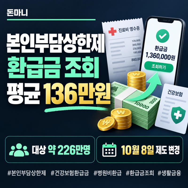 본인부담상한제 환급금 조회, 평균 136만원…오늘부터 체납액 공제도 확인하세요