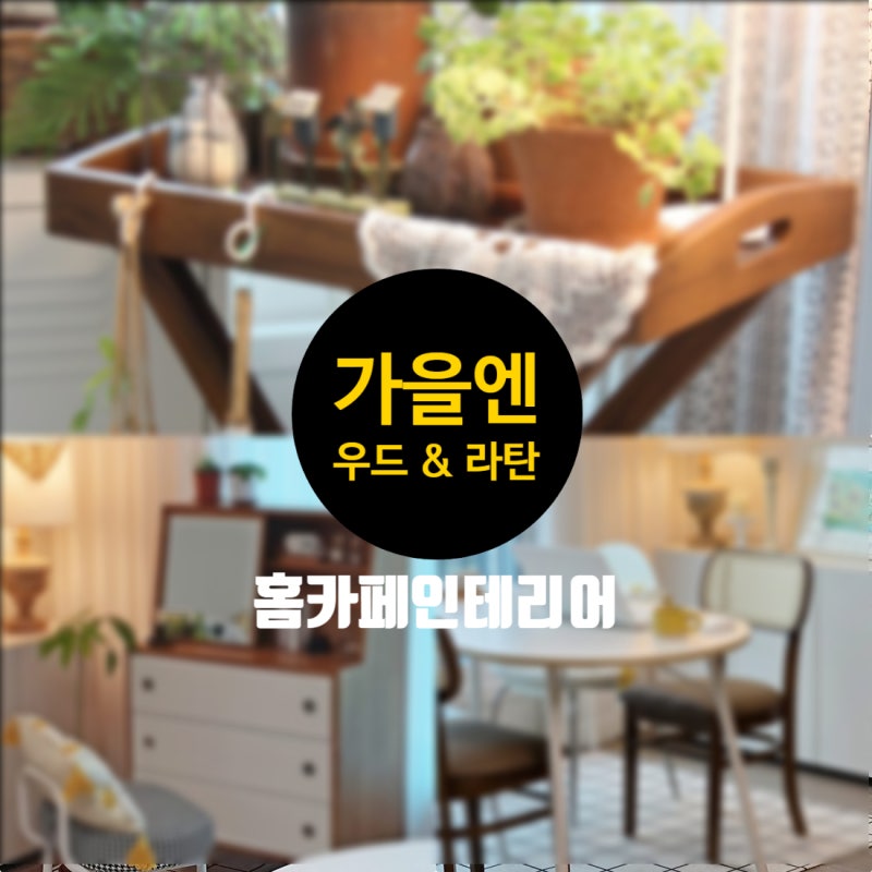 가을엔 우드인테리어! 원목 라탄 식탁의자, 서랍장, 트레이로 홈카페 꾸미기