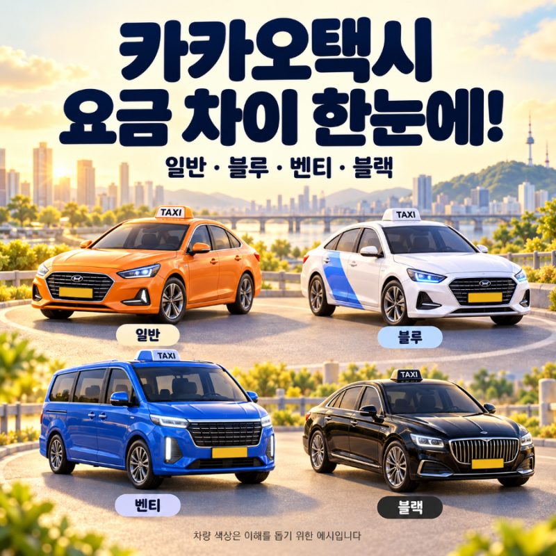 카카오택시 요금 차이｜일반·블루·벤티·블랙, 심야 할증까지 쉽게 정리