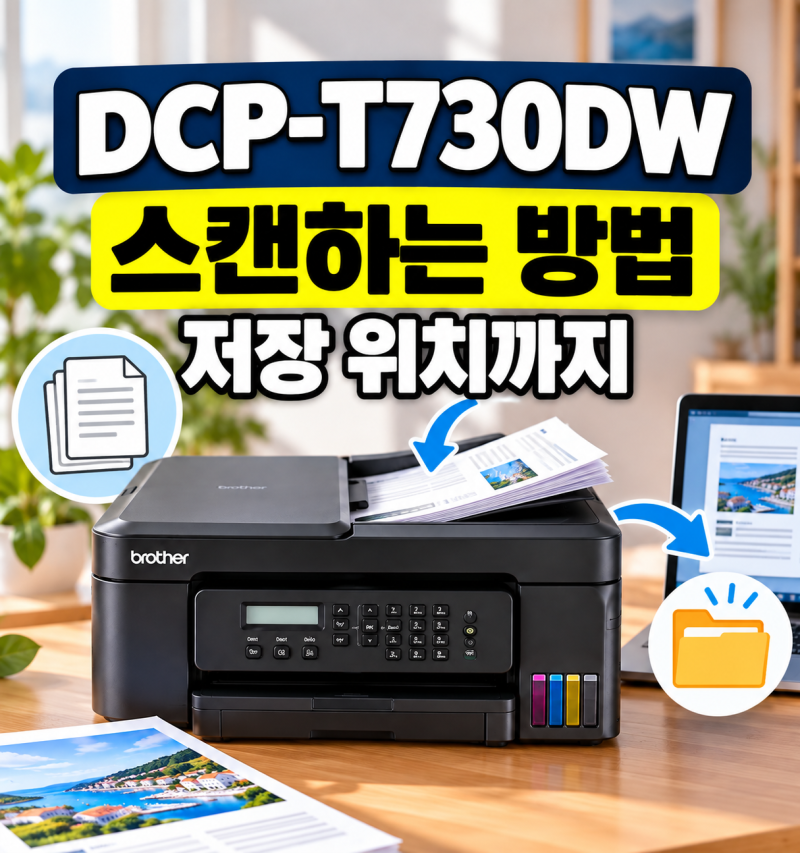 DCP-T730DW 스캔 방법｜ADF 여러 장 스캔·파일 저장 위치까지