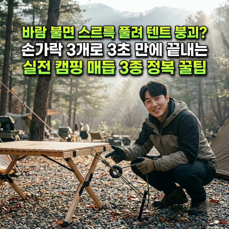 바람 불면 스르륵 풀려 텐트 날아갈 뻔? 3초 만에 끝내는 캠핑 매듭법과 텐션 사수 꿀팁