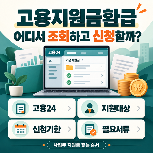 고용지원금환급 조회 방법, 고용24에서 사업주 지원금 찾는 순서