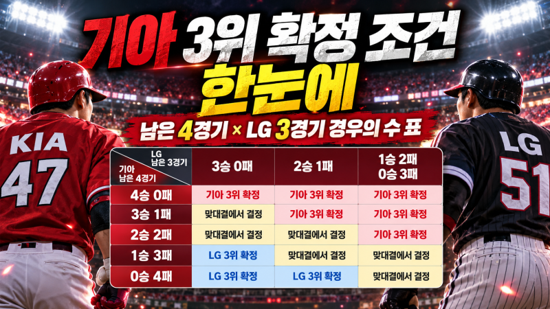 기아 타이거즈 3위 경우의 수 총정리, 결국 12일 LG 트윈스 전이 핵심입니다!