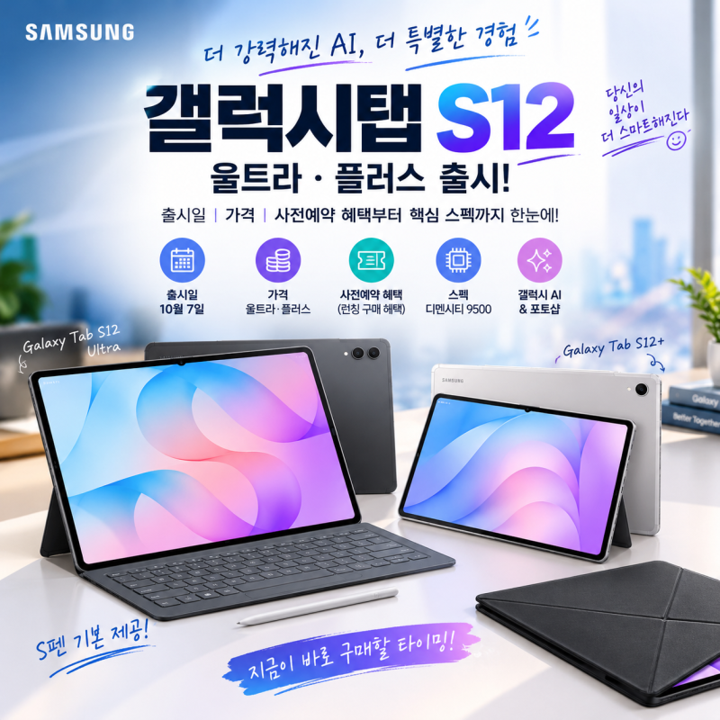 갤럭시탭 S12 출시일 울트라·플러스 가격부터 사전예약 혜택까지 총정리