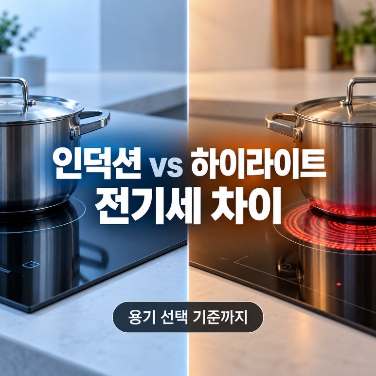 인덕션 vs 하이라이트 전기세 차이, 냄비 선택부터 확인하세요