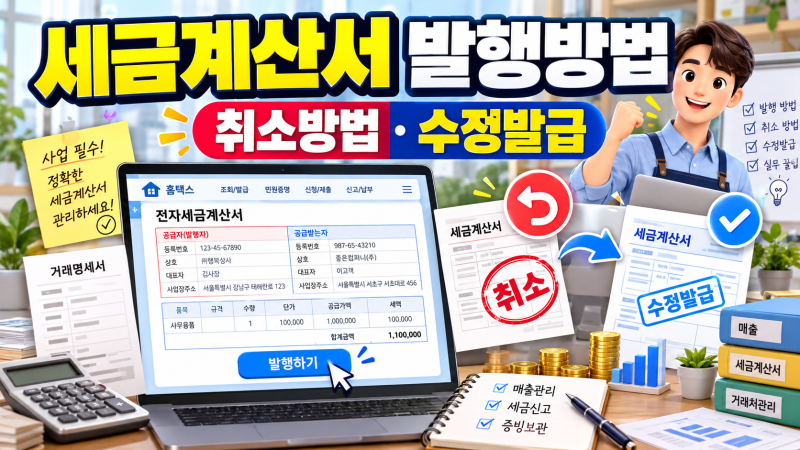 세금계산서 발행방법과 취소방법｜홈택스 전자세금계산서 수정발급 총정리