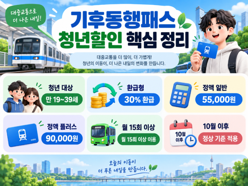 기후동행패스 35~39세 청년할인, 월 교통비 10만원이면 얼마나 아낄까?