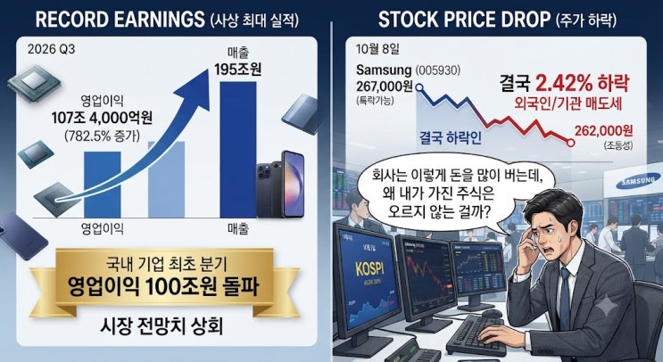 <b>삼성전자 영업익</b>은 107조인데 주가는 왜 빠질까? 회사는 돈 버는데 ....