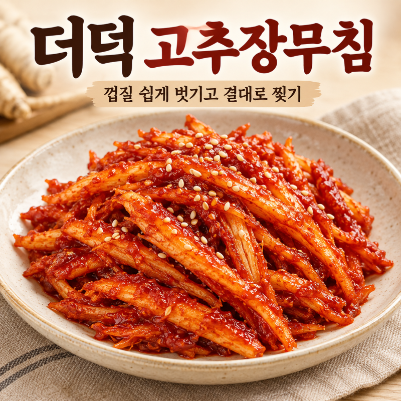 "더덕 고추장무침 레시피" 껍질 쉽게 벗기고 결대로 찢어 무치는 법