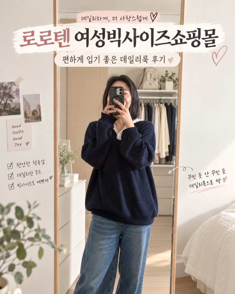 로로텐 여성빅사이즈쇼핑몰, 편하게 입기 좋은 데일리룩 후기