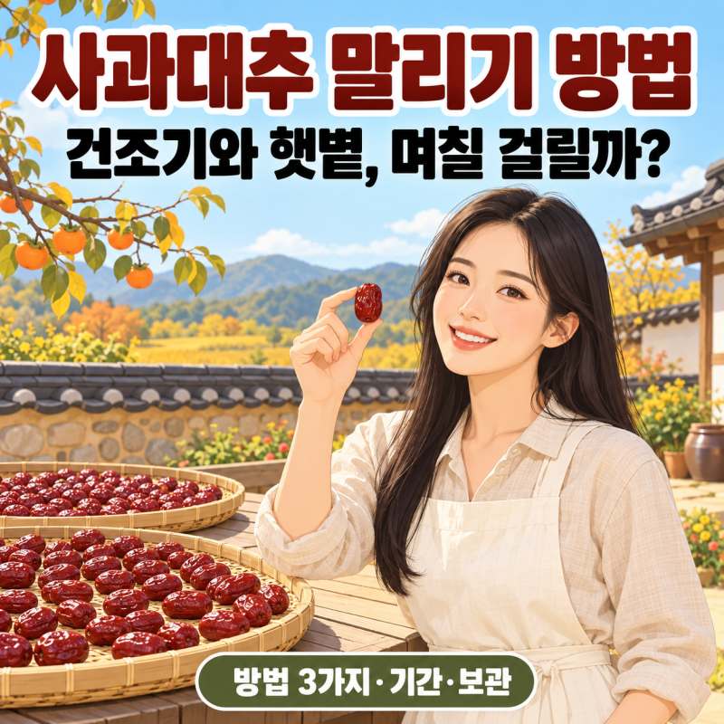 사과대추 말리기 방법 3가지, 건조기와 햇볕