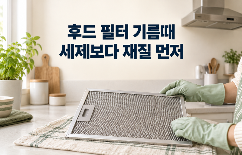 주방 후드 필터 기름때 청소｜과탄산소다 전에 재질부터 확인