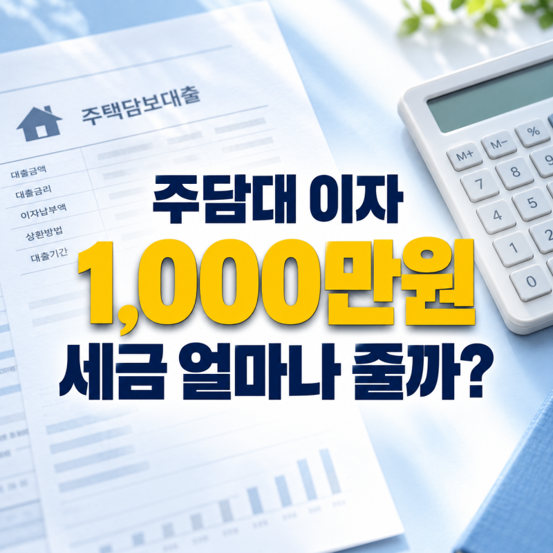 주담대 이자 1,000만원 냈다면, 연말정산 세금 얼마나 줄어들까?