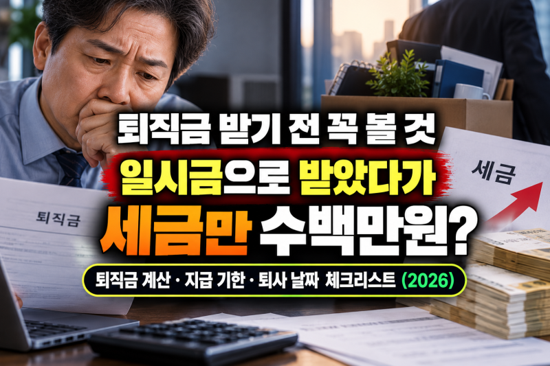 퇴직금 받기 전 꼭 볼 것 "일시금으로 받았다가 세금만 수백만원" 퇴직금 계산·지급 기한·퇴....