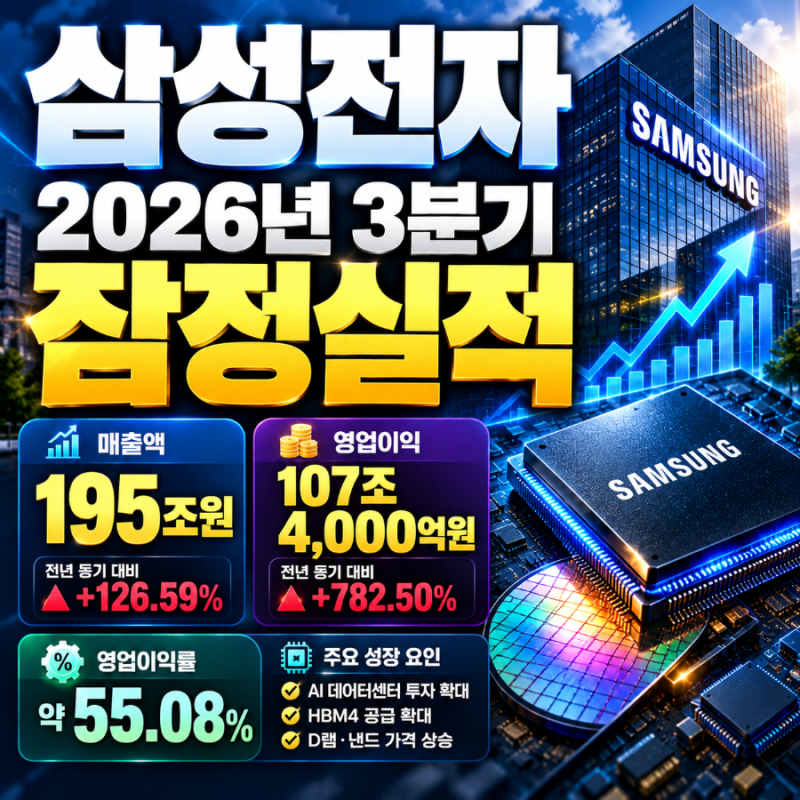 삼성전자 3분기 영업이익 107조 돌파! 매출 195조 역대 최대…반도체 슈퍼사이클 본격화