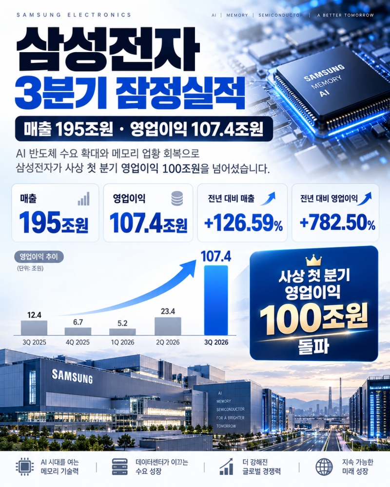 삼성전자 3분기 영업이익 107.4조원, AI 반도체가 만든 역대급 실적의 의미