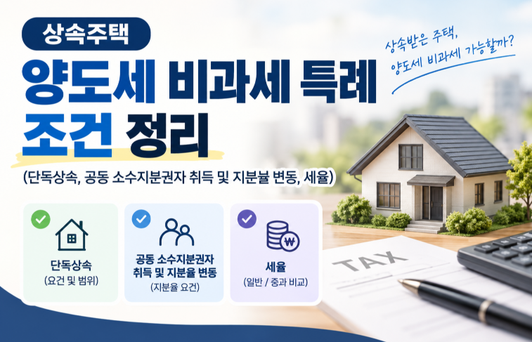 상속주택 양도세 비과세 특례 조건 정리(단독 및 공동상속주택 소수지분권자 취득 및 지분율....