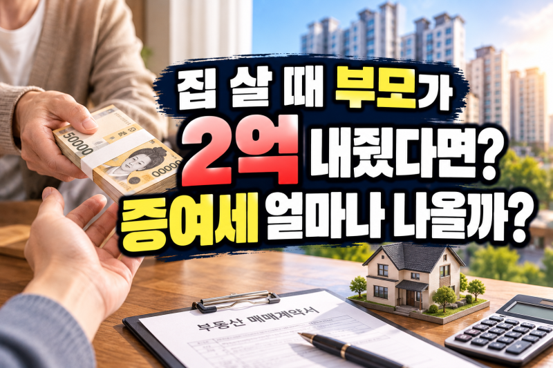 “집 살 때 부모가 2억 내줬다면?” 증여세 얼마나 나올까