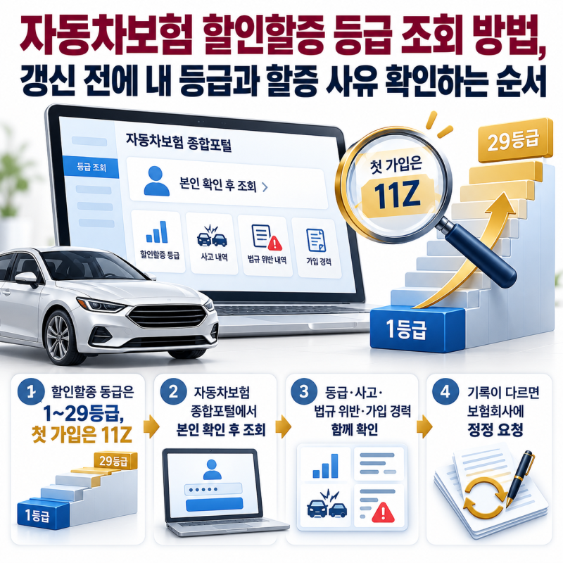자동차보험 할인할증 등급 조회 방법, 갱신 전에 내 등급과 할증 사유 확인하는 순서