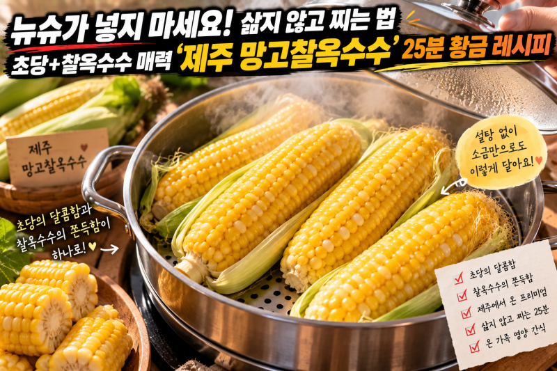 [뉴슈가 없이 달콤 쫀득] 제주 망고찰옥수수 맛있게 찌는법! 찌는 시간과 소금 1스푼 황금비....