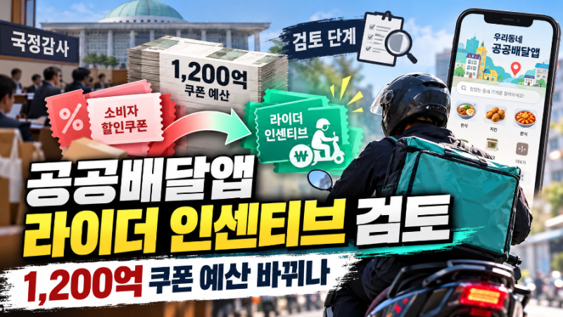 공공배달앱 라이더 인센티브 검토｜1,200억 쿠폰 예산 바뀌나
