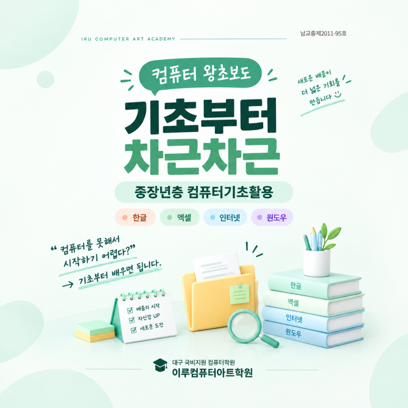 대구 국비지원 컴퓨터학원 | 컴퓨터 왕초보를 위한 중장년층 컴퓨터기초활용