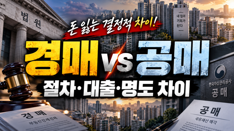 부동산 경매 vs 공매 차이, 절차·대출·명도에서 돈 잃는 결정적 차이는?