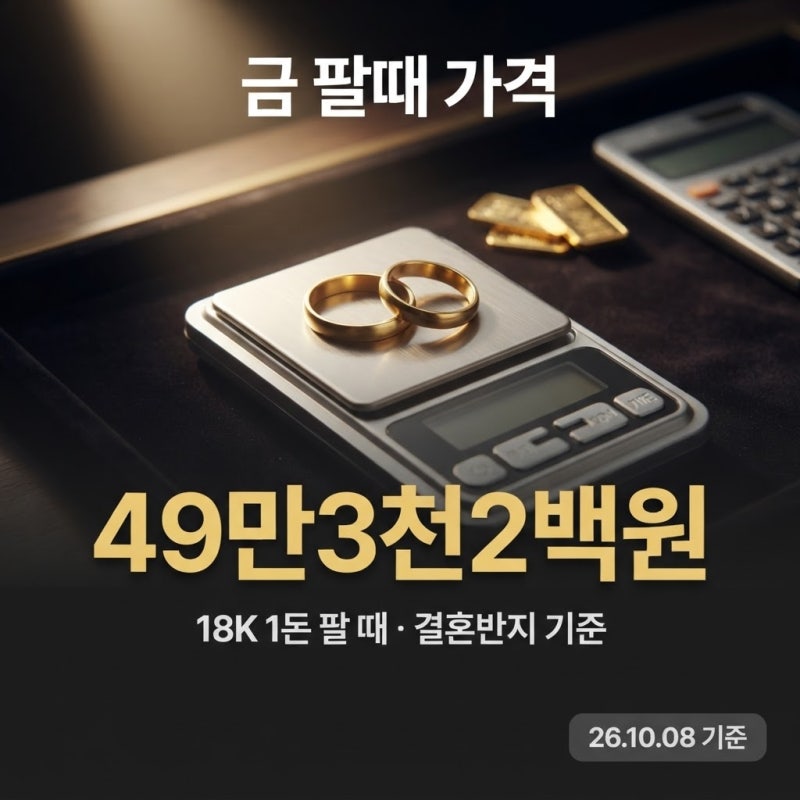 금 팔때 가격, 결혼반지 18K 1돈이면 49만 3,200원 받는다고?