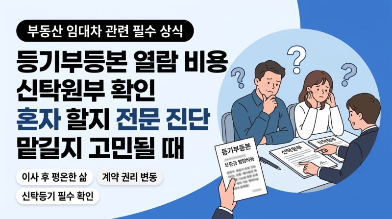 등기부등본 열람 비용 신탁원부 확인 혼자 할지 전문 진단 맡길지 고민될 때