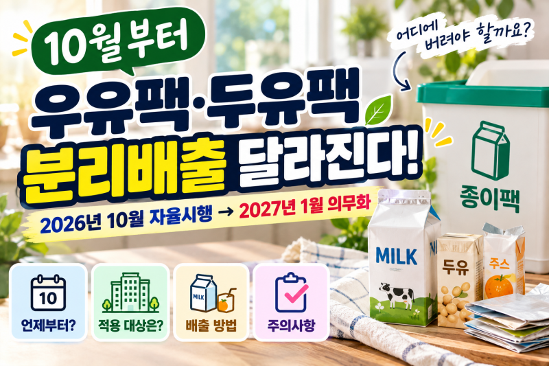 10월부터 우유팩·두유팩 분리배출 달라진다! 아파트 적용 대상·배출방법 총정리