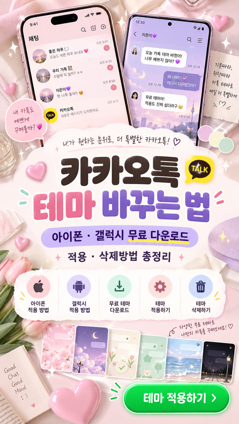 카카오톡 테마 바꾸는 법｜아이폰·갤럭시 무료 다운로드·적용·삭제방법 총정리