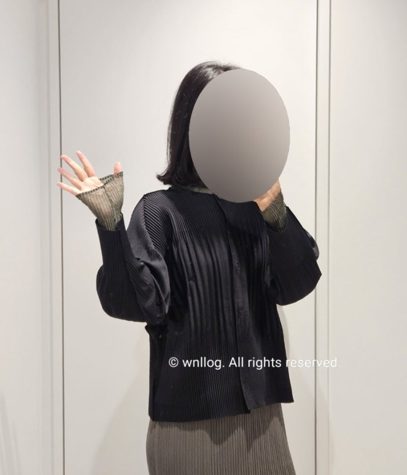 데일리룩)플리츠플리즈 미이세이미야케 가을 아우터| 10월 신상 추천템 믹스파인니트 가디건