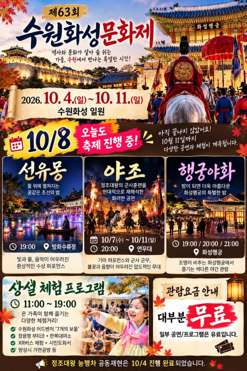 정조대왕 능행차는 끝났지만 축제는 계속! 10월 11일까지 수원화성문화제 제대로 즐기는 법
