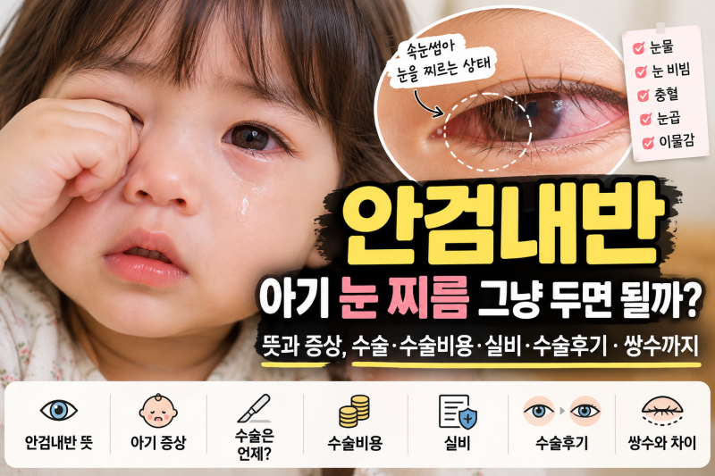 안검내반 뜻과 증상, 아기 눈 찌름 그냥 두면 될까? 수술·수술비용·실비·수술후기·쌍수까....