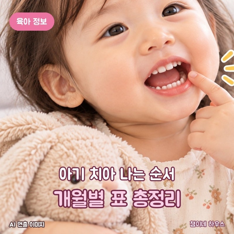 아기 치아 나는 순서와 시기, 유치 20개 개월별 표로 정리했어요