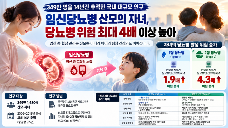 임신성 당뇨병이 아이에게도 영향을 줄까?｜349만 명 추적했더니 ‘2형당뇨병 위험 최대 4.3배....