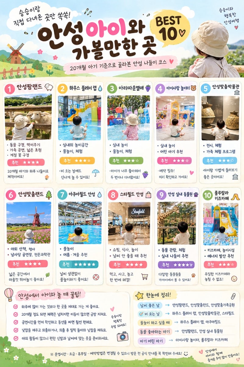 [안성] 경기도 안성 아이와 가볼 만한 곳 BEST 10｜20개월 아기랑 직접 다녀온 곳
