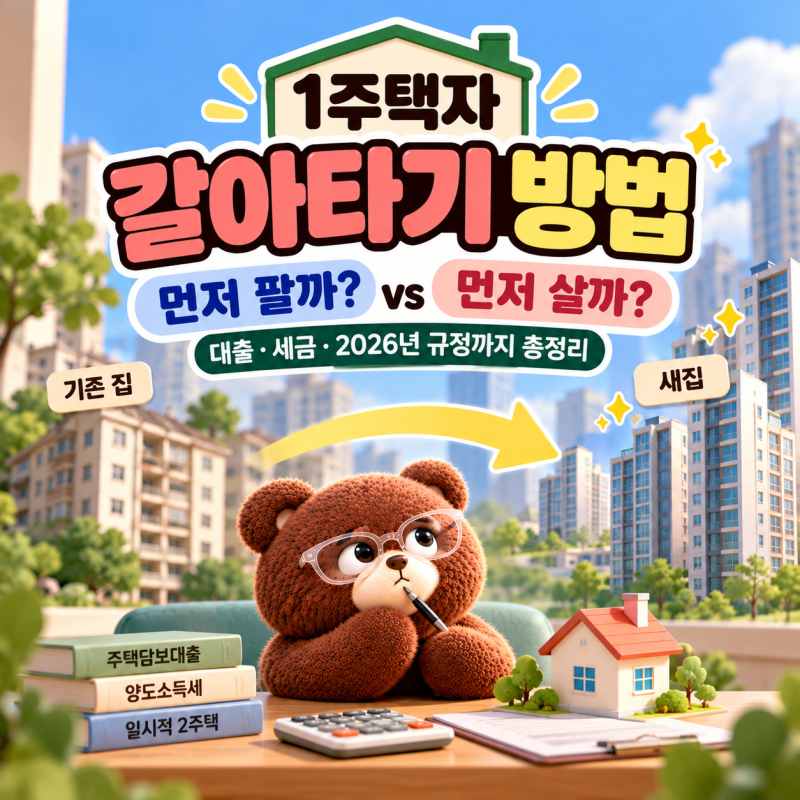 1주택자 갈아타기 방법｜기존 집 먼저 팔까, 새집 먼저 살까? 대출·세금 총정리