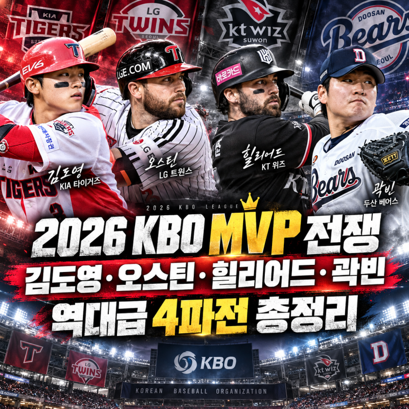 시즌 막판까지 간다?! 2026 KBO MVP 후보 4명 기록 김도영·오스틴·힐리어드·곽빈, 역대급 MVP 전....