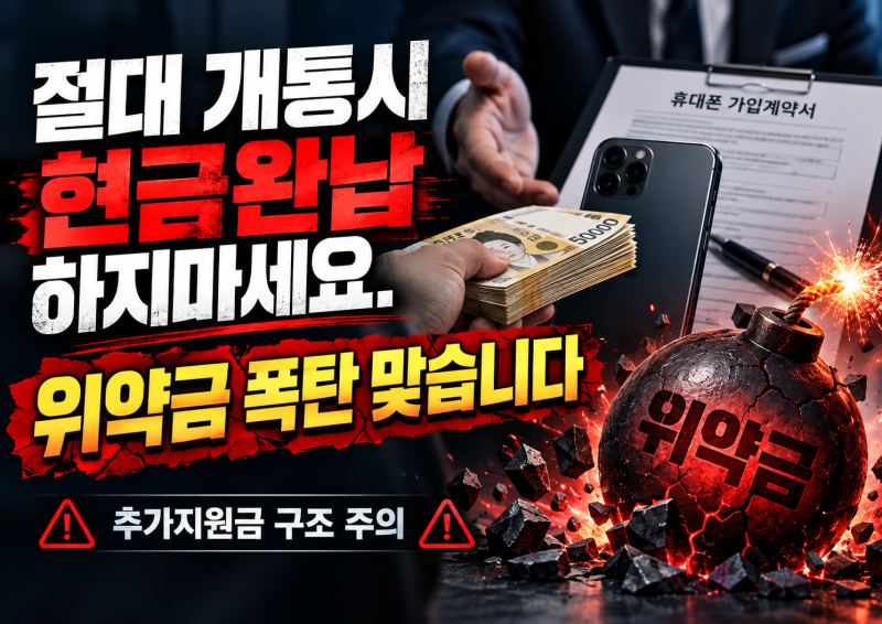 절대 개통 시 현금 완납하지 마세요. 위약금 폭탄 맞습니다