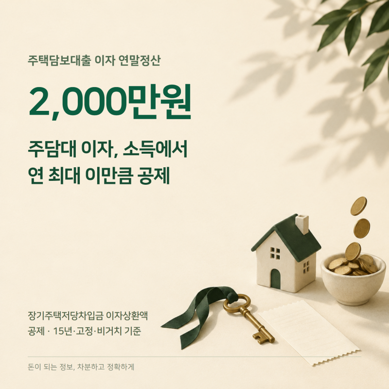 주담대 이자 최대 2,000만원 소득공제, 연말정산 전에 내 대출 조건부터 보세요 — 장기주택저....