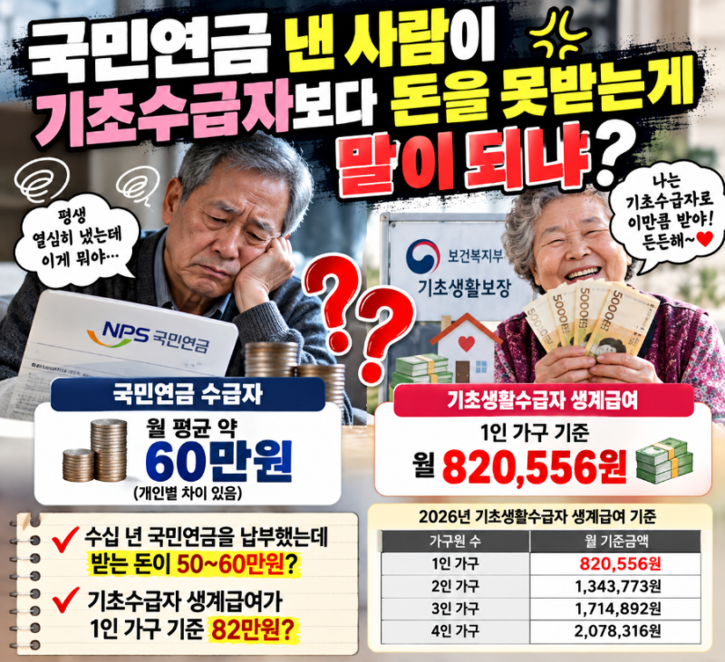 국민연금 꼬박꼬박 낸 사람이 기초생활수급자보다 적게 받는다? 이게 공정한 노후입니까?」