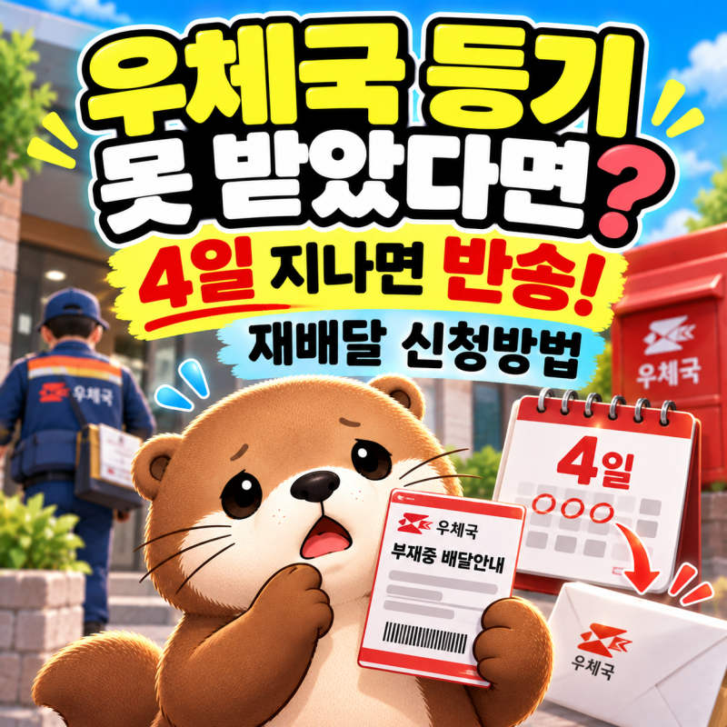 우체국 등기 못 받았다면? 4일 지나면 반송! 재배달 신청방법 총정리