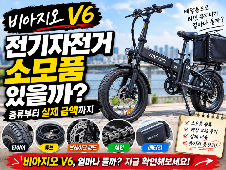 비아지오 V6 전기자전거 소모품 비용, 배달용으로 타면 유지비가 얼마나 들까?
