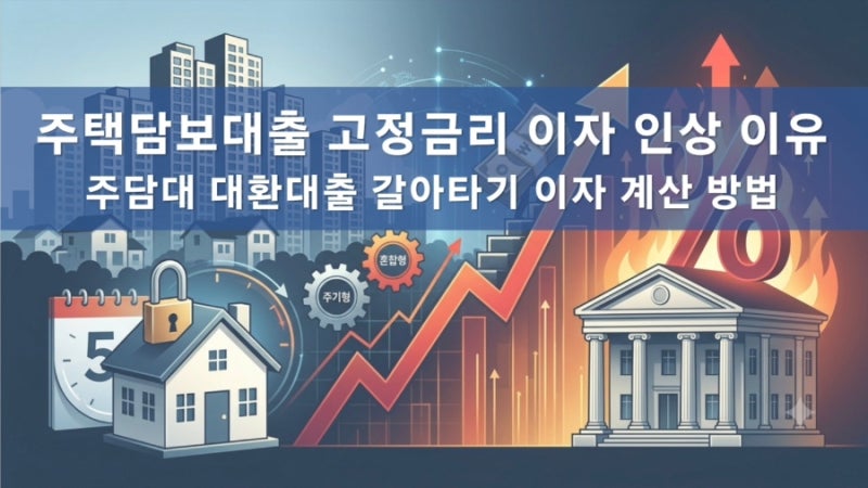 주택담보대출 고정금리 5년 주기형, 혼합형 이자 인상 이유, 주담대 대환대출 갈아타기 이자 ....