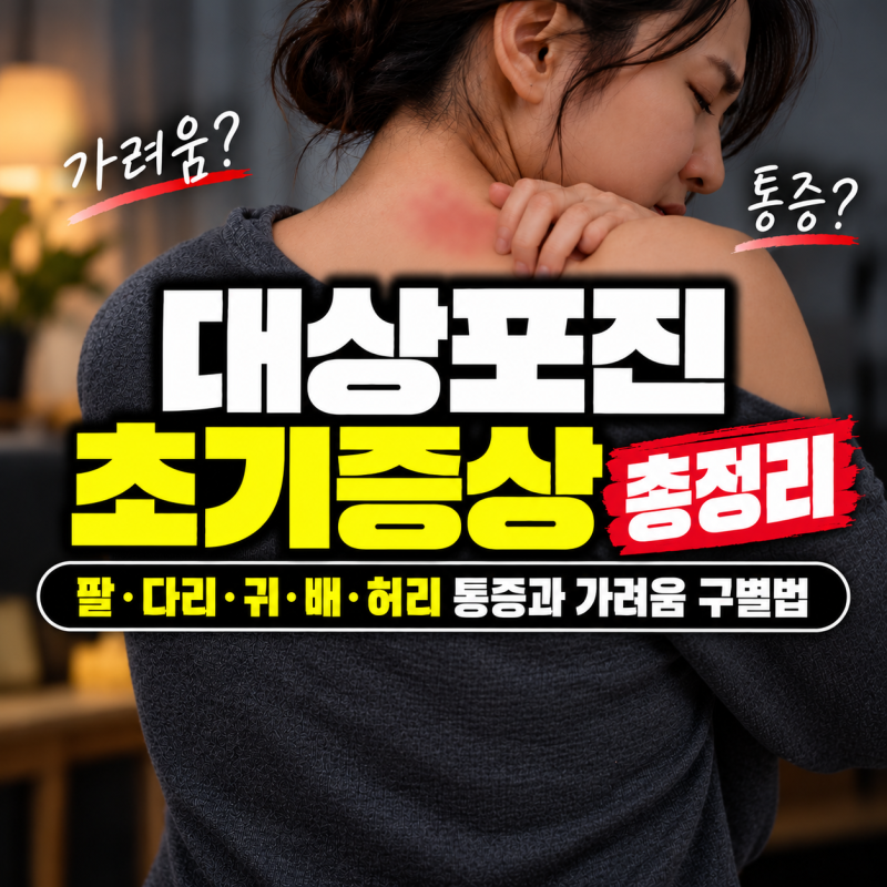 대상포진 초기증상 총정리｜팔·다리·귀·배·허리 통증과 가려움 구별법