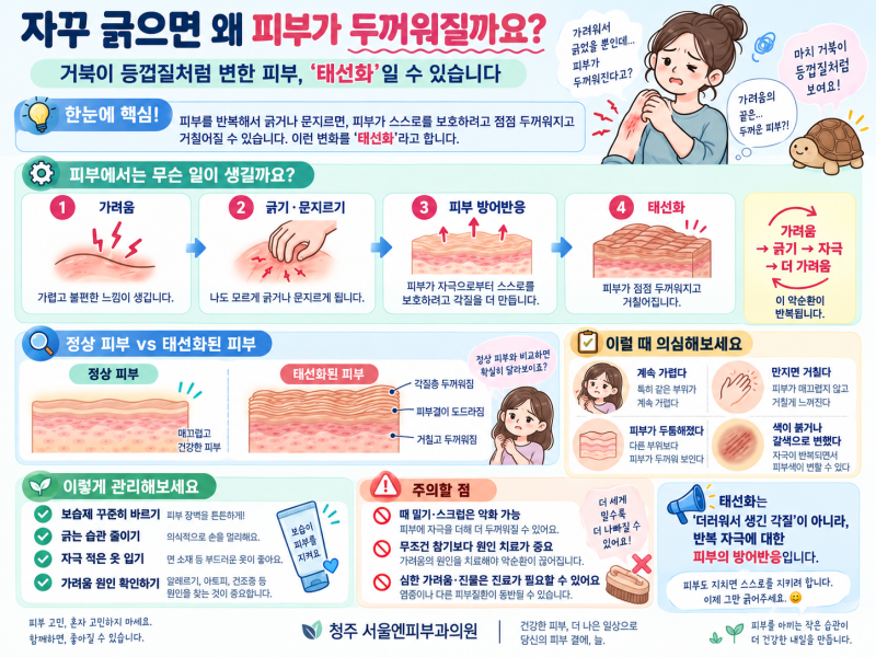 청주 태선화 치료, 자꾸 긁으면 왜 피부가 두꺼워질까요?